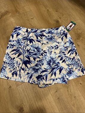 Linen Blend Floral Women’s Shorts - Lightweight Summer Skort
